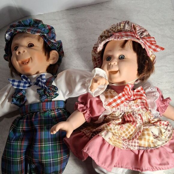 Gi-Go Boy Doll Plaid Outfit, & Girl Doll Red Outfit, Smiles on Both Baby Doll's - Picture 5 of 7